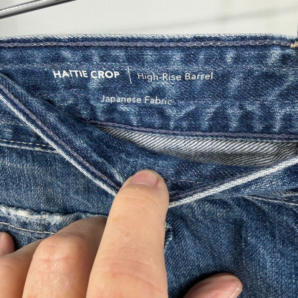 AG Adriano Goldschmied Blue Hattie Crop Raw Hem High-Rise Barrel Jeans Size 28 - Picture 4 of 12